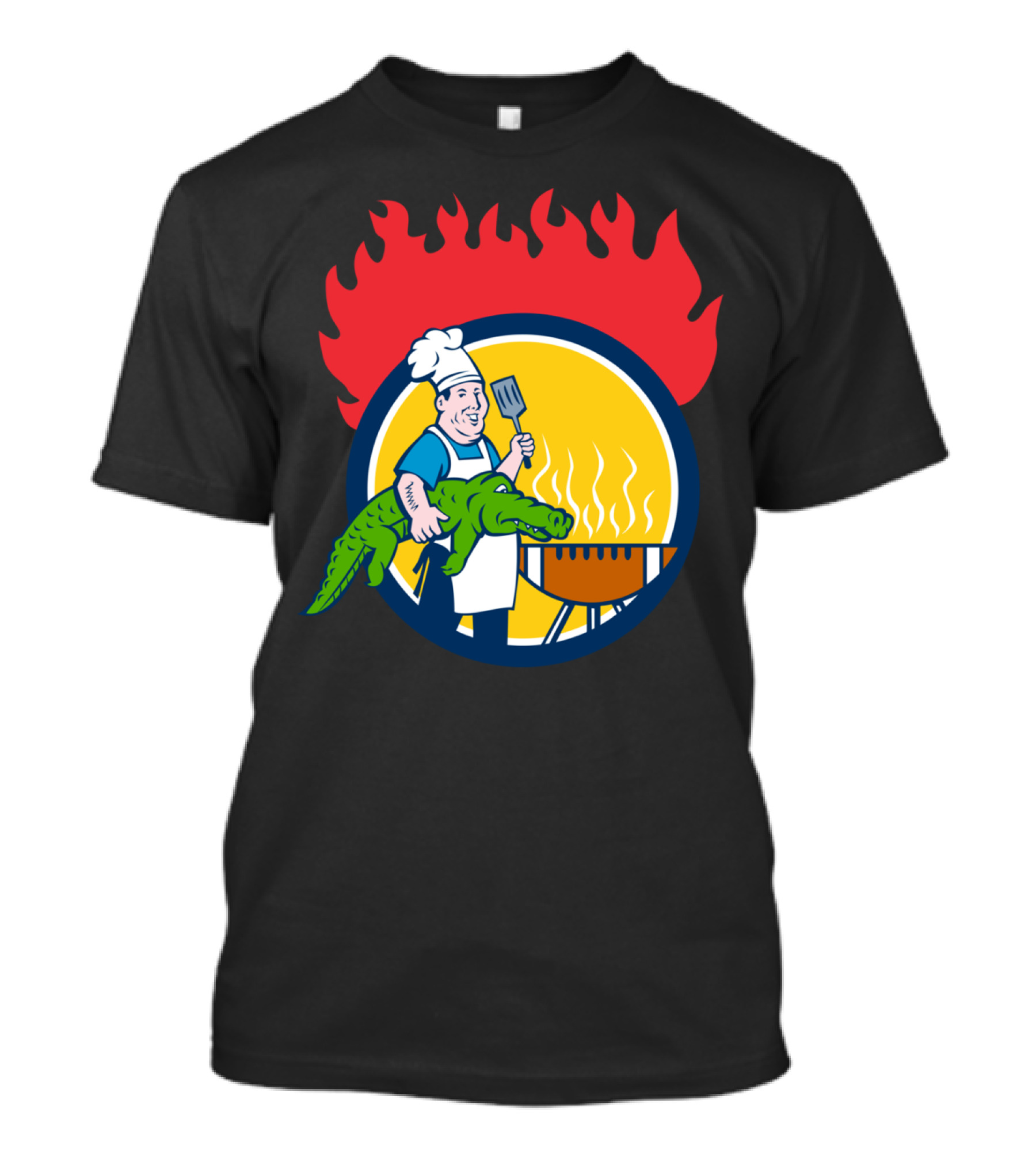 Chef Alligator Spatula BBQ Grill Fire Circle T-Shirt