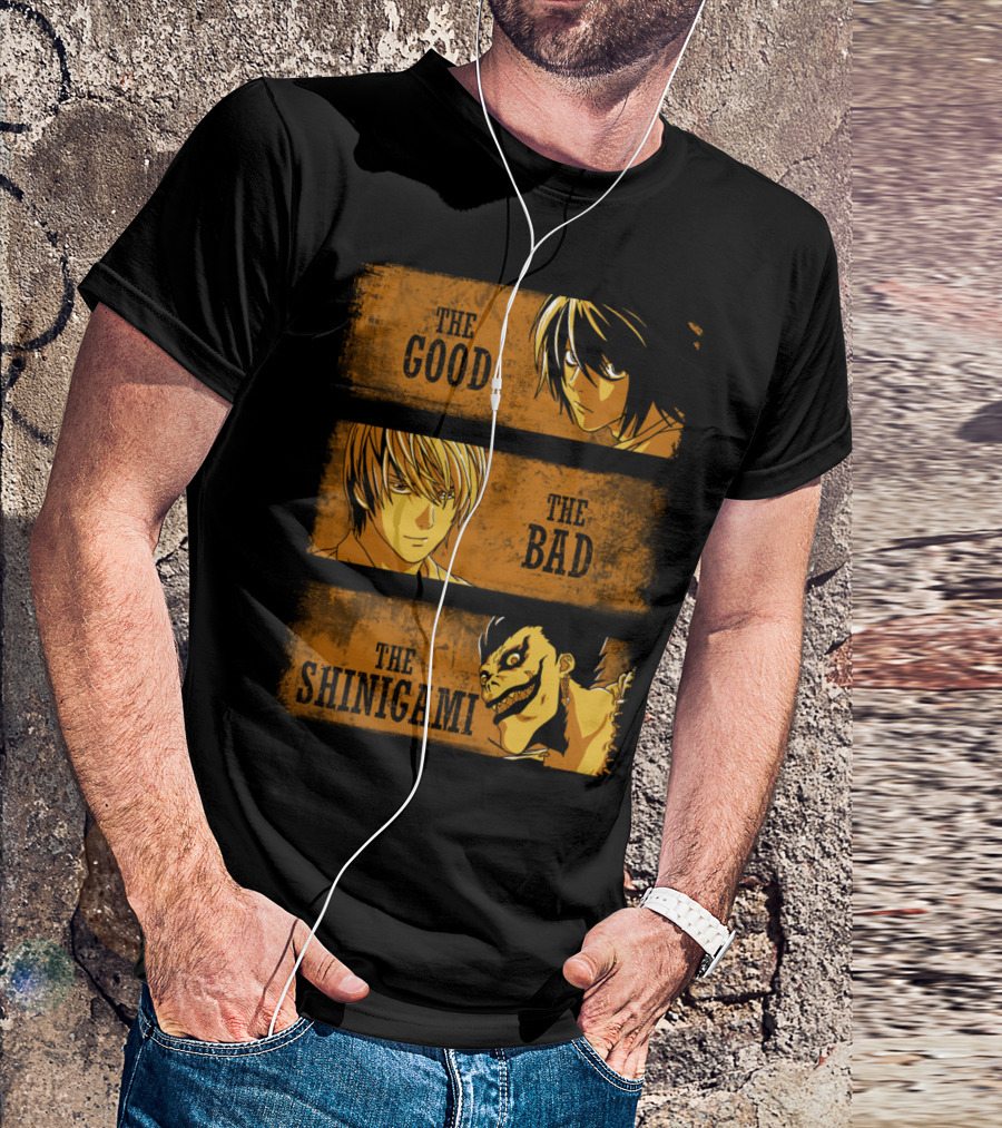 The Good The Bad And The Shinigami Death Note Characters L Light Ryuk T-Shirt