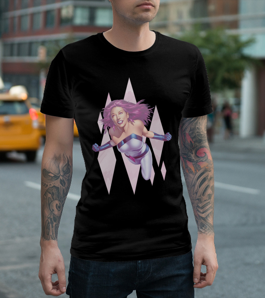 Jewel In The Sky Racer Heroic Flight with Vibrant Pink Hair T-Shirt