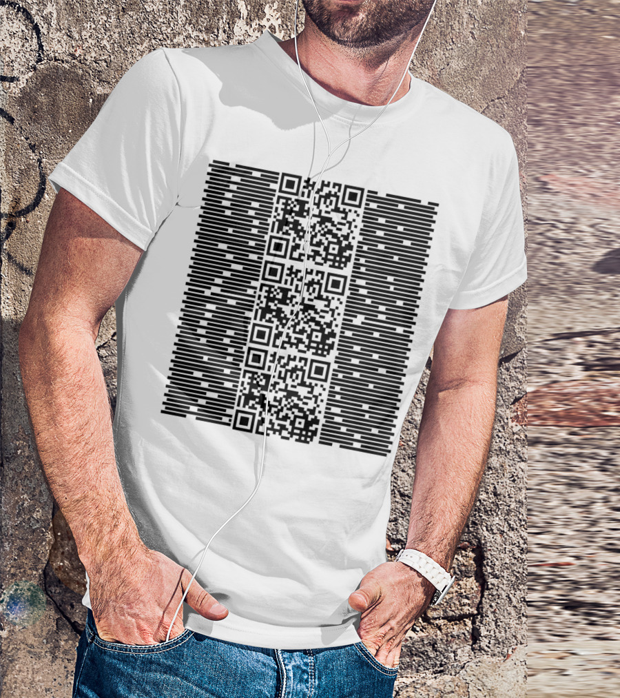 QR Code Surrounded By Bar Lines T-Shirt