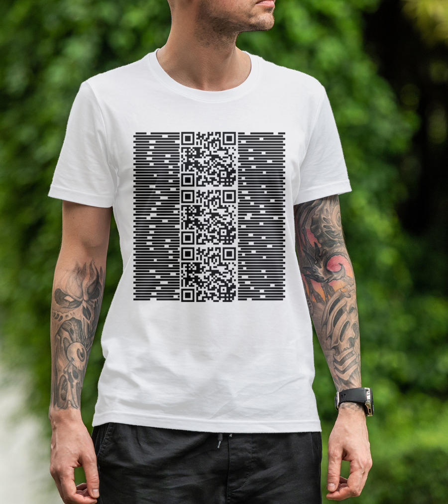 QR Code Surrounded By Bar Lines T-Shirt