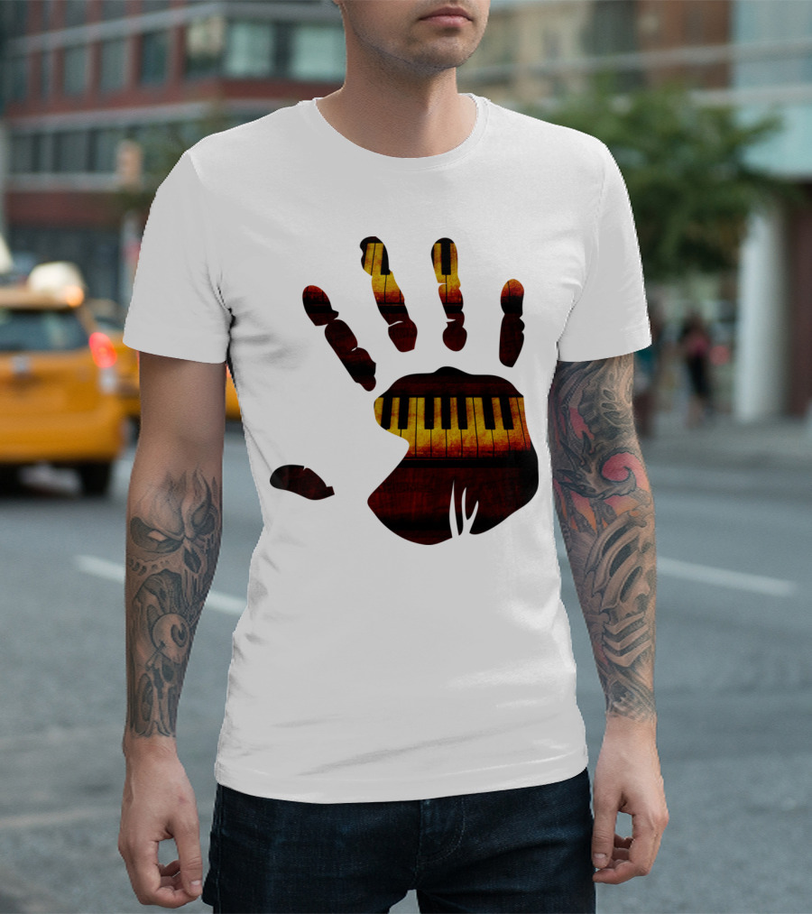 Piano Keys Handprint Music T-Shirt