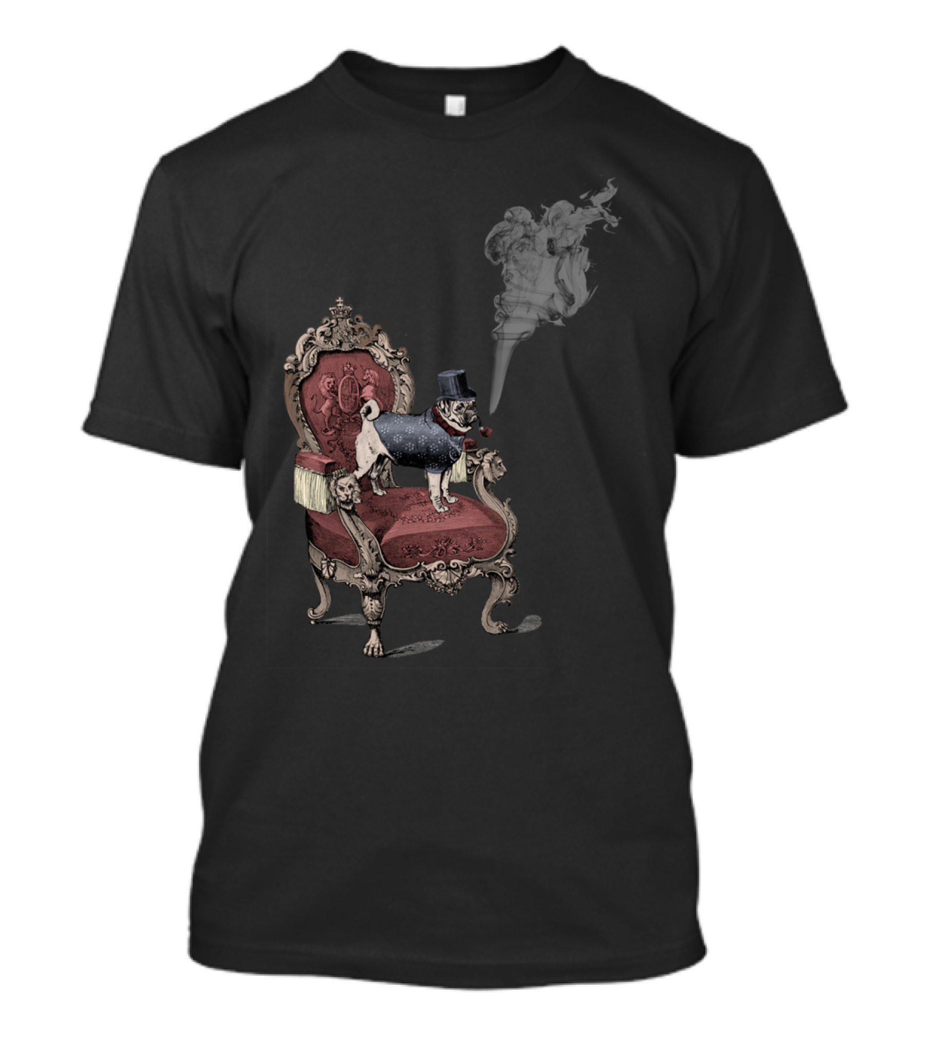 The Imperial Pug On Ornate Throne With Smoking Pipe Shadow T-Shirt