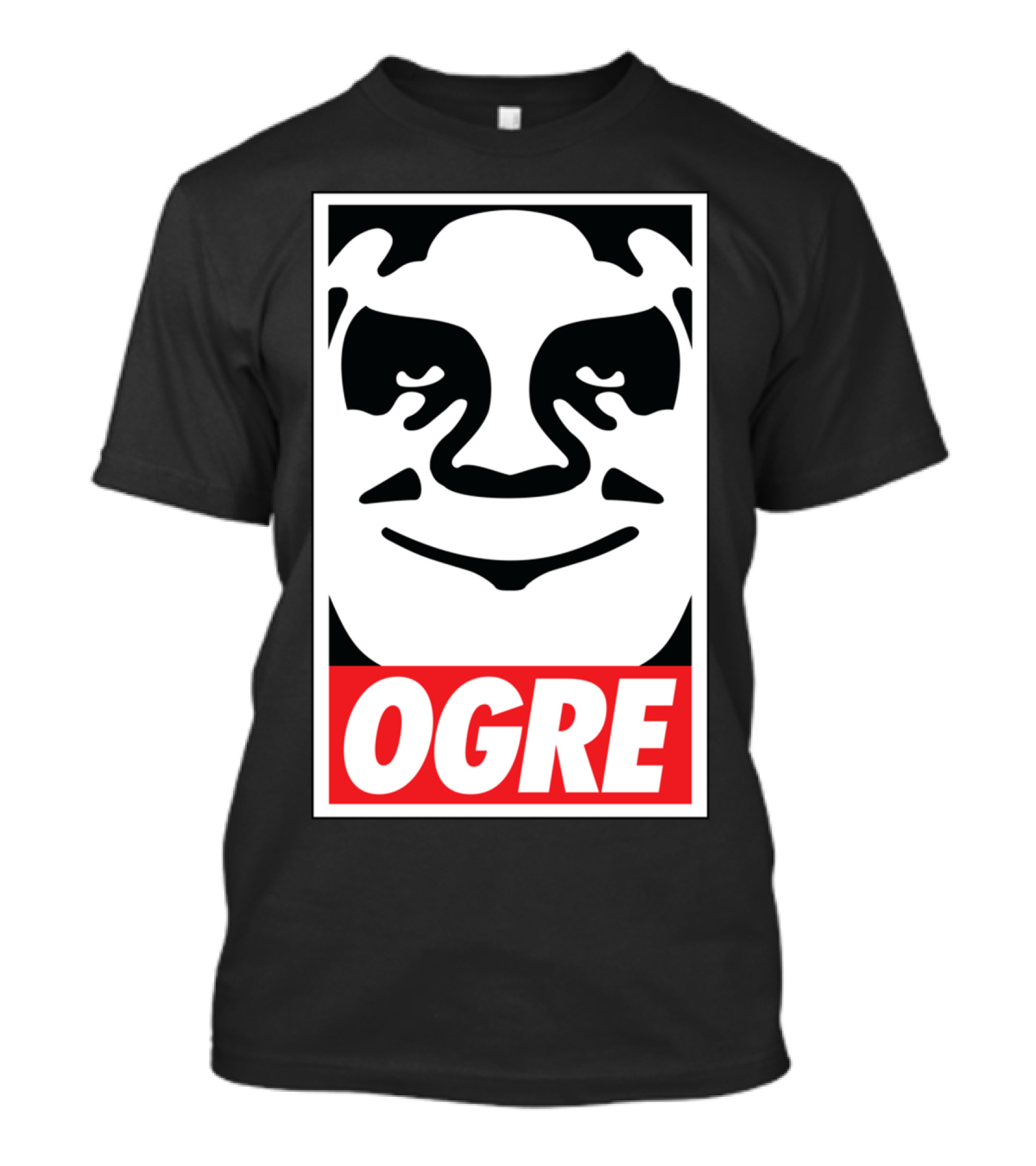 OGRE Face Parody Design Bold Typography T-Shirt