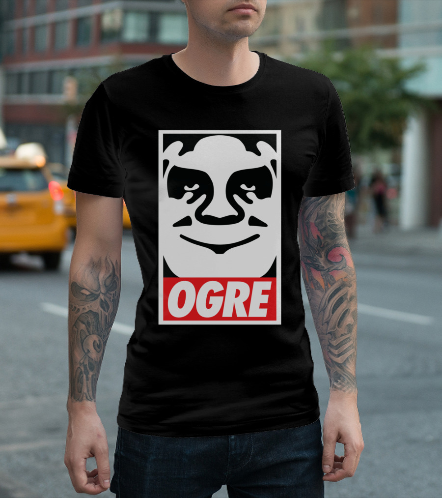 OGRE Face Parody Design Bold Typography T-Shirt