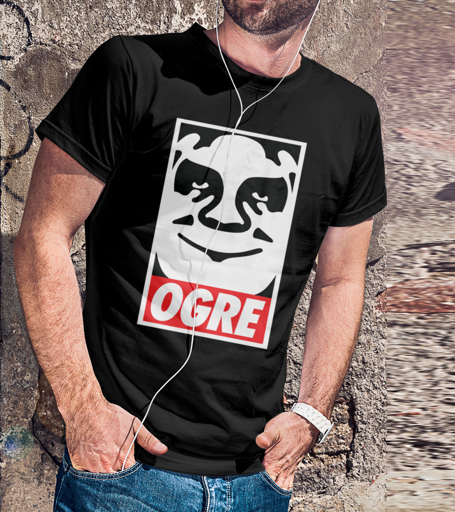 OGRE Face Parody Design Bold Typography T-Shirt