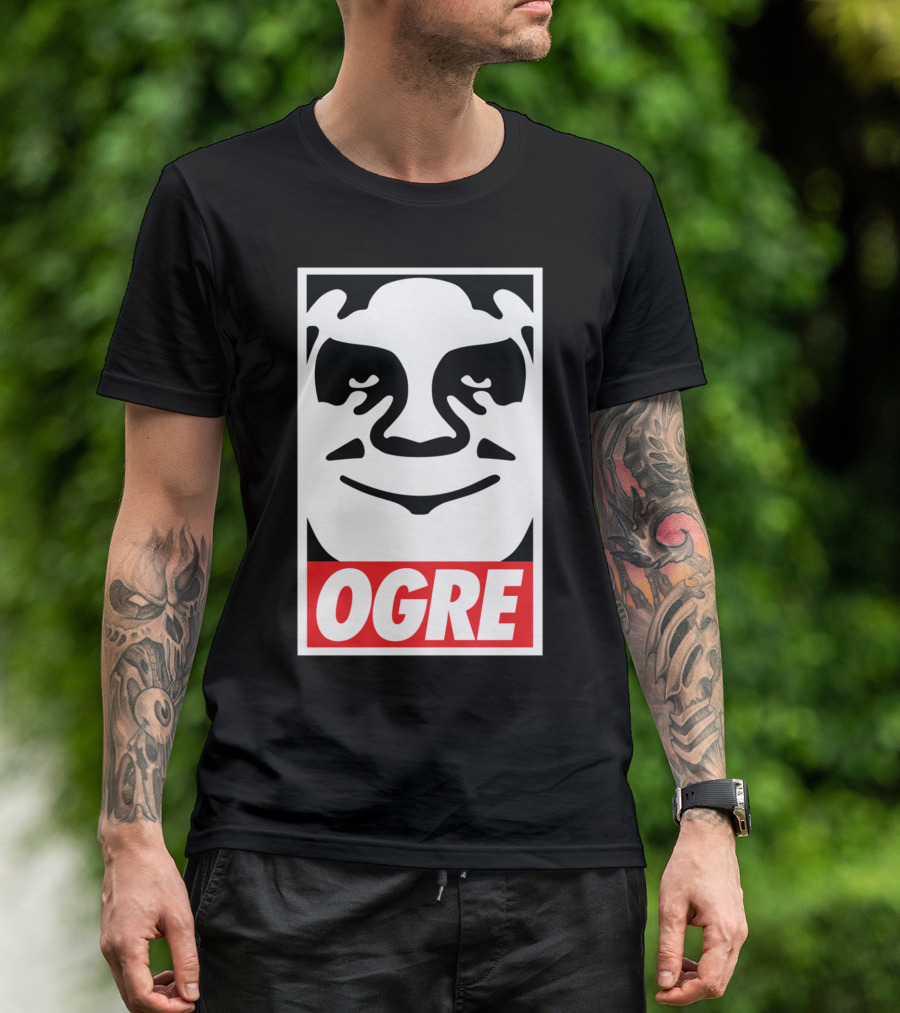 OGRE Face Parody Design Bold Typography T-Shirt