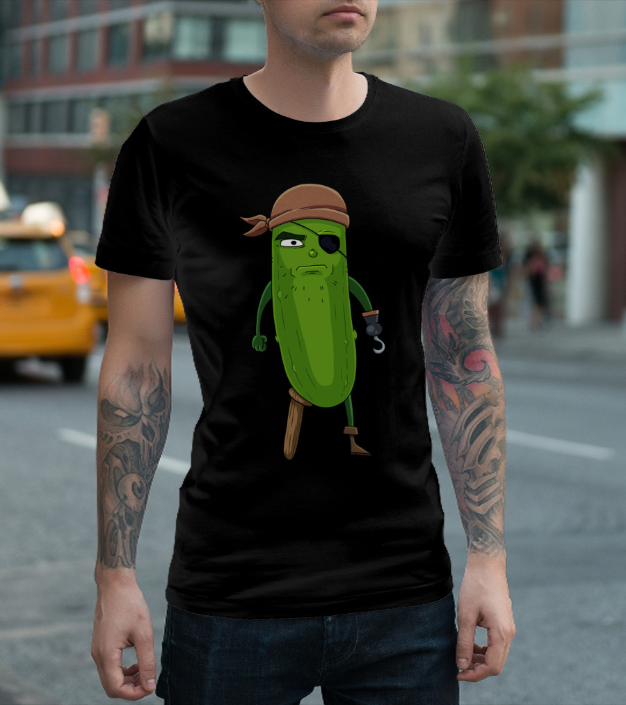 Pirate Pickle with Eye Patch Hook and Wooden Leg T-Shirt