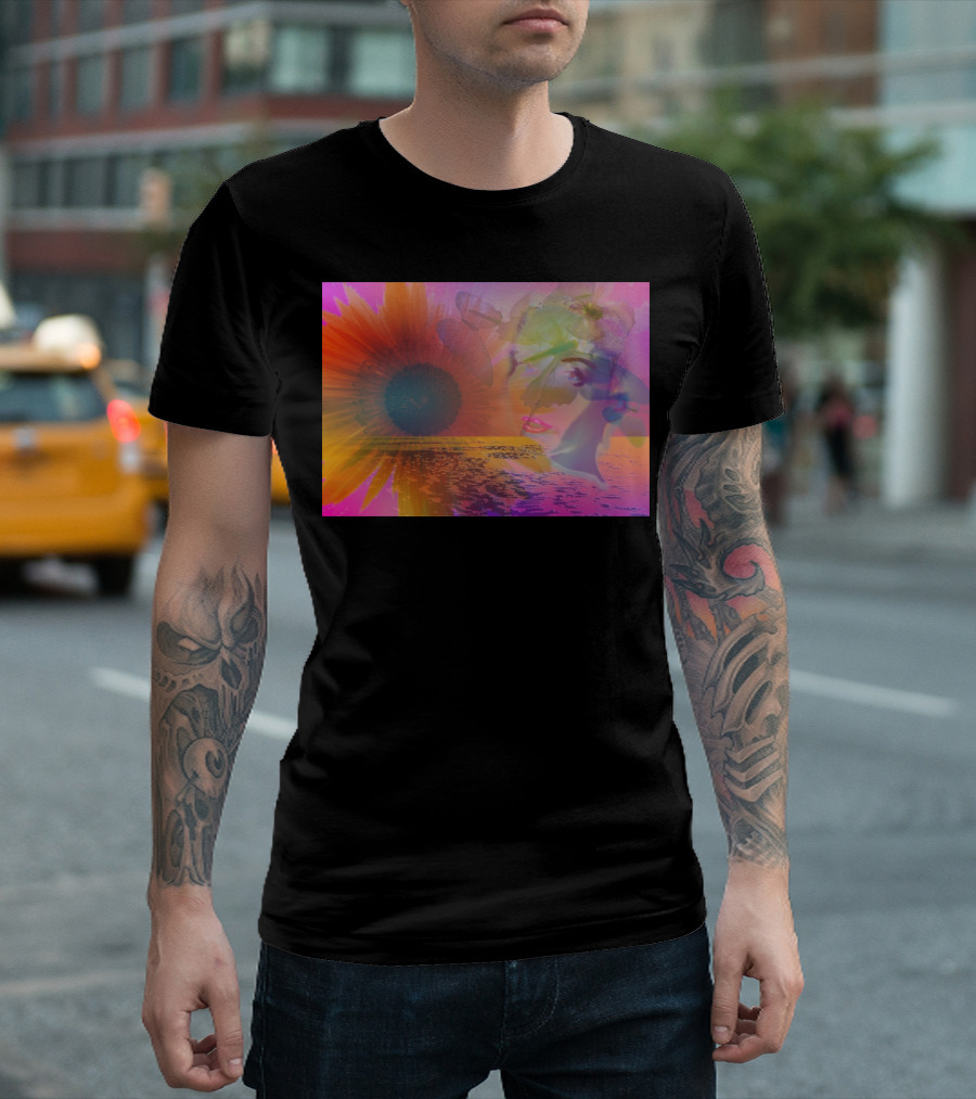 Sunflower Reflection Vision Sunset and Butterfly Colors T-Shirt