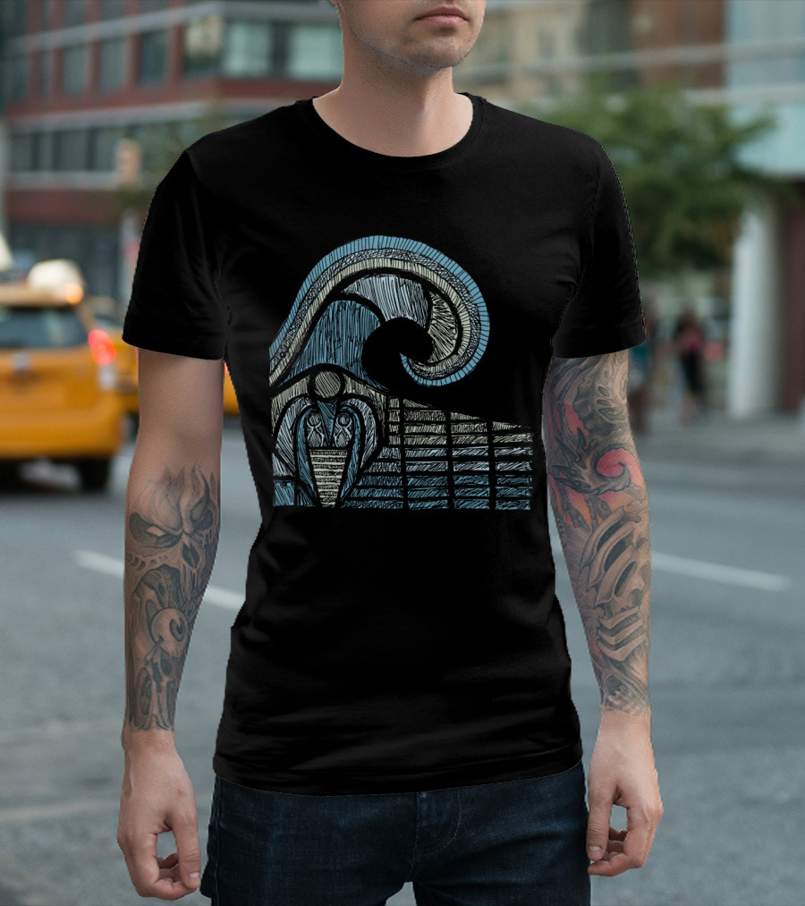 Leviathan Sketch Waves Oceanic Lines T-Shirt