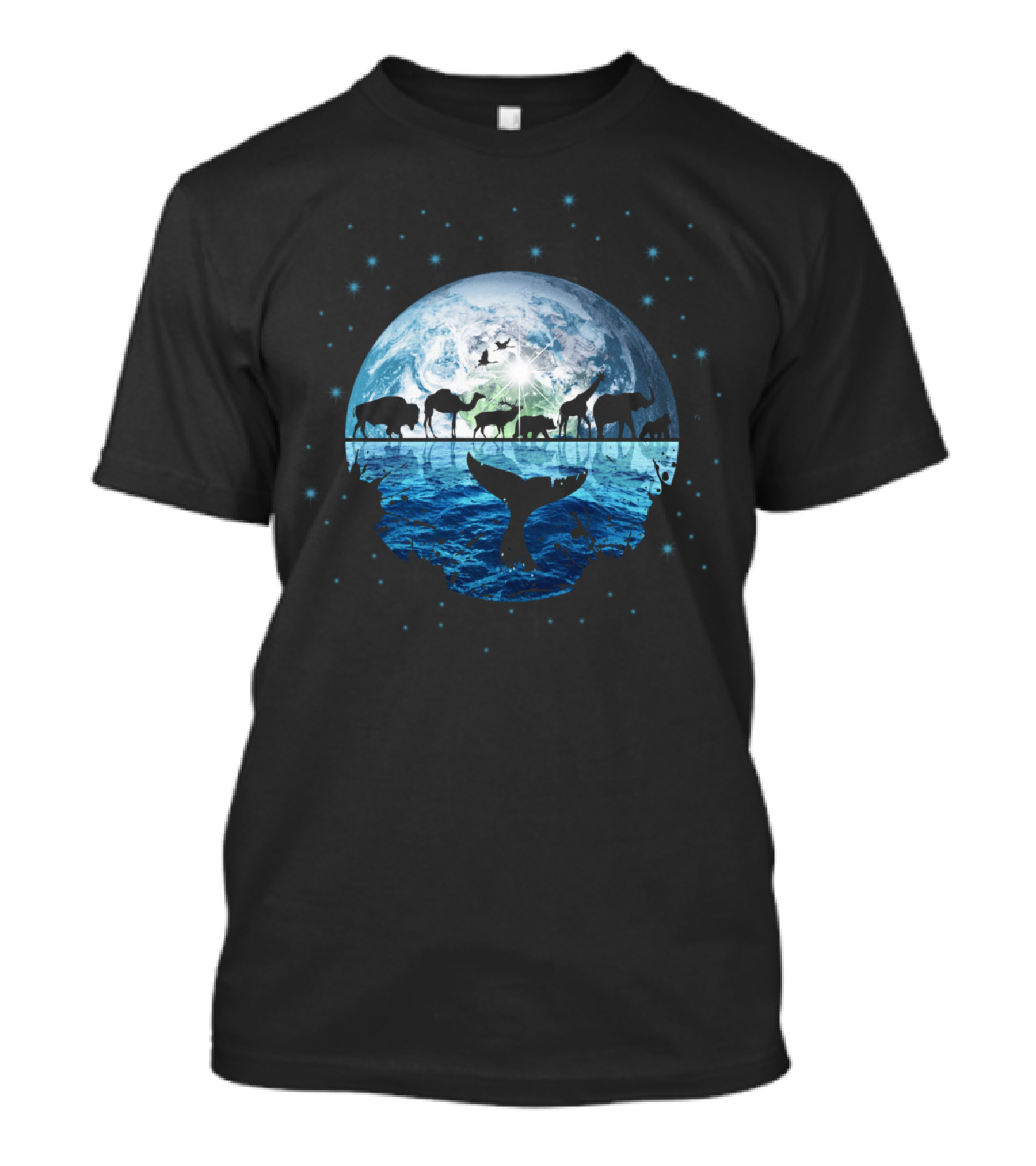 The Journey Across Earth And Ocean With Animals And Whale Tail T-Shirt