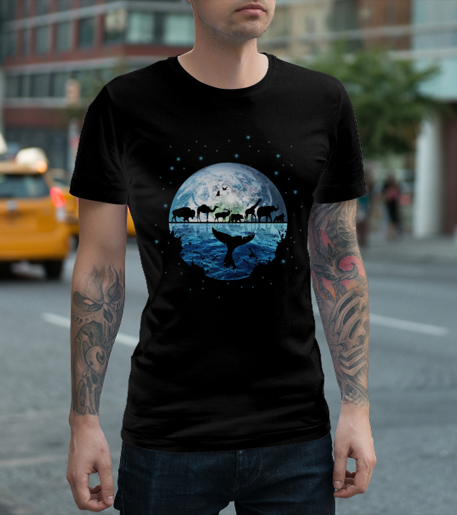 The Journey Across Earth And Ocean With Animals And Whale Tail T-Shirt