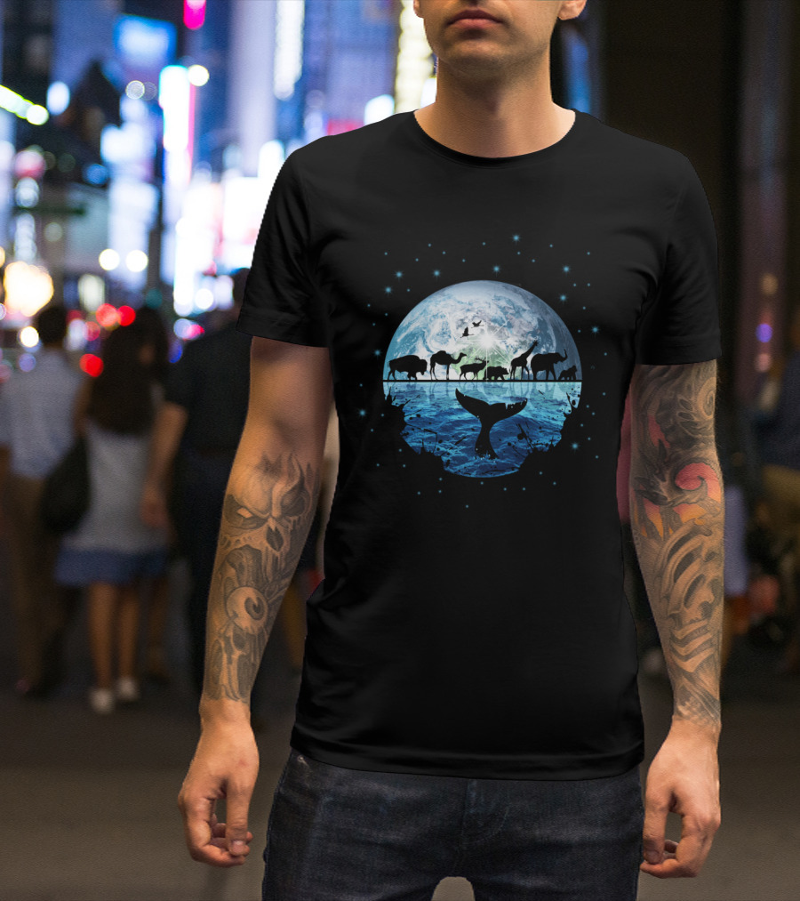 The Journey Across Earth And Ocean With Animals And Whale Tail T-Shirt