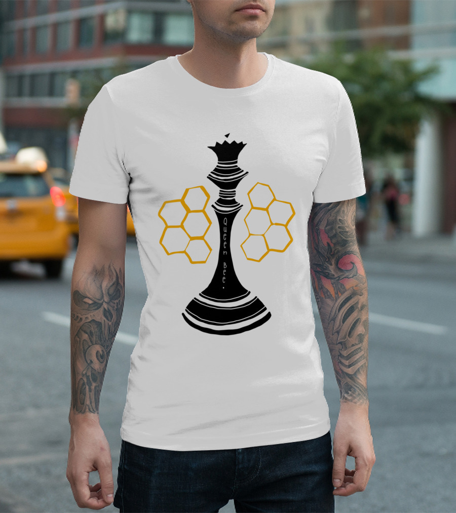 Queen Bee Chess Piece with Honeycomb Wings T-Shirt