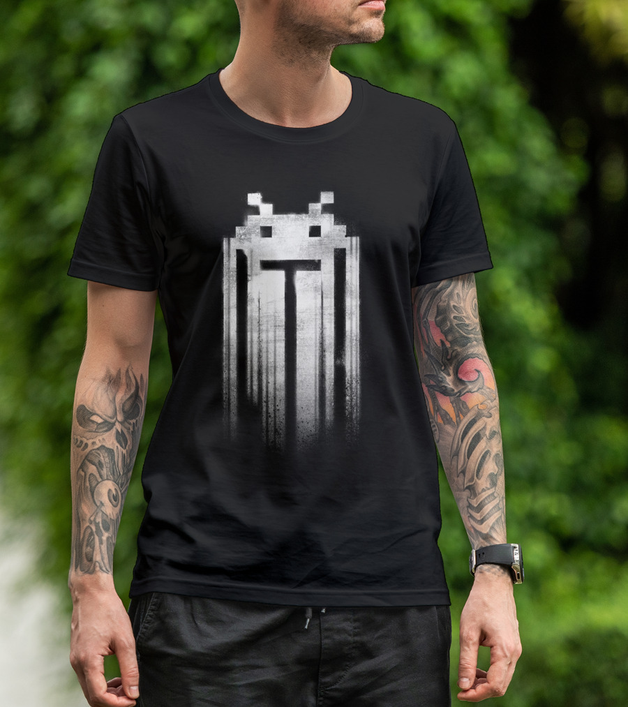 Space Invaders Punisher Crossover Pixel T-Shirt