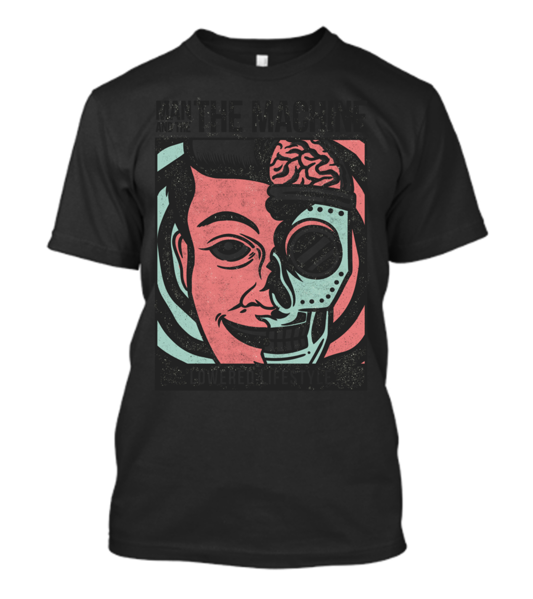 Human And Robot Fusion Man And The Machine Brain Integration T-Shirt