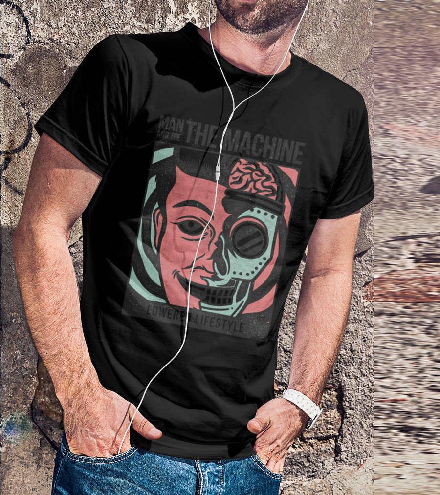 Human And Robot Fusion Man And The Machine Brain Integration T-Shirt