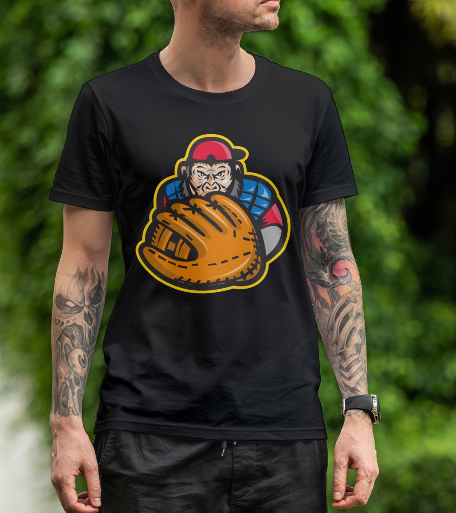 Chimpanzee Catcher Baseball Glove T-Shirt