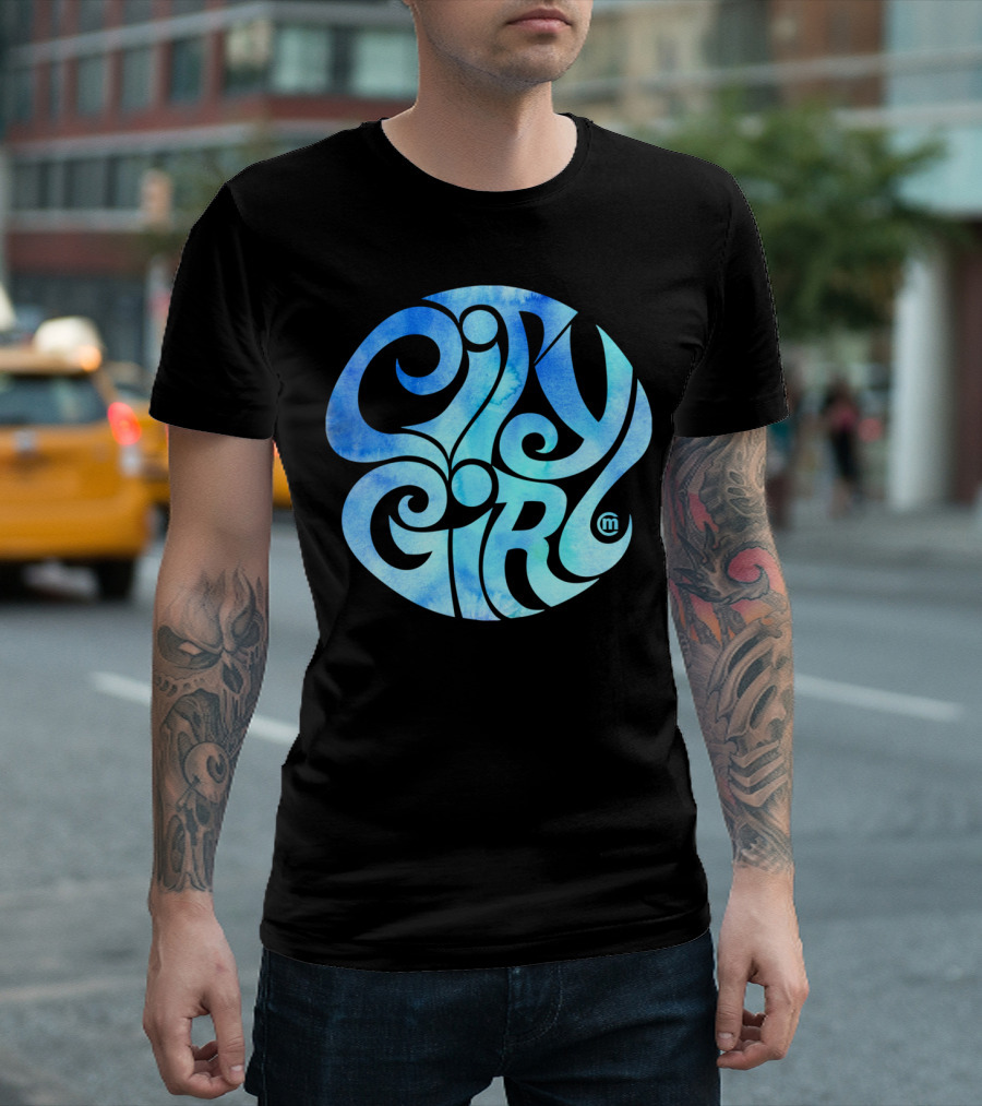 City Girl Blue Watercolor Swirl T-Shirt