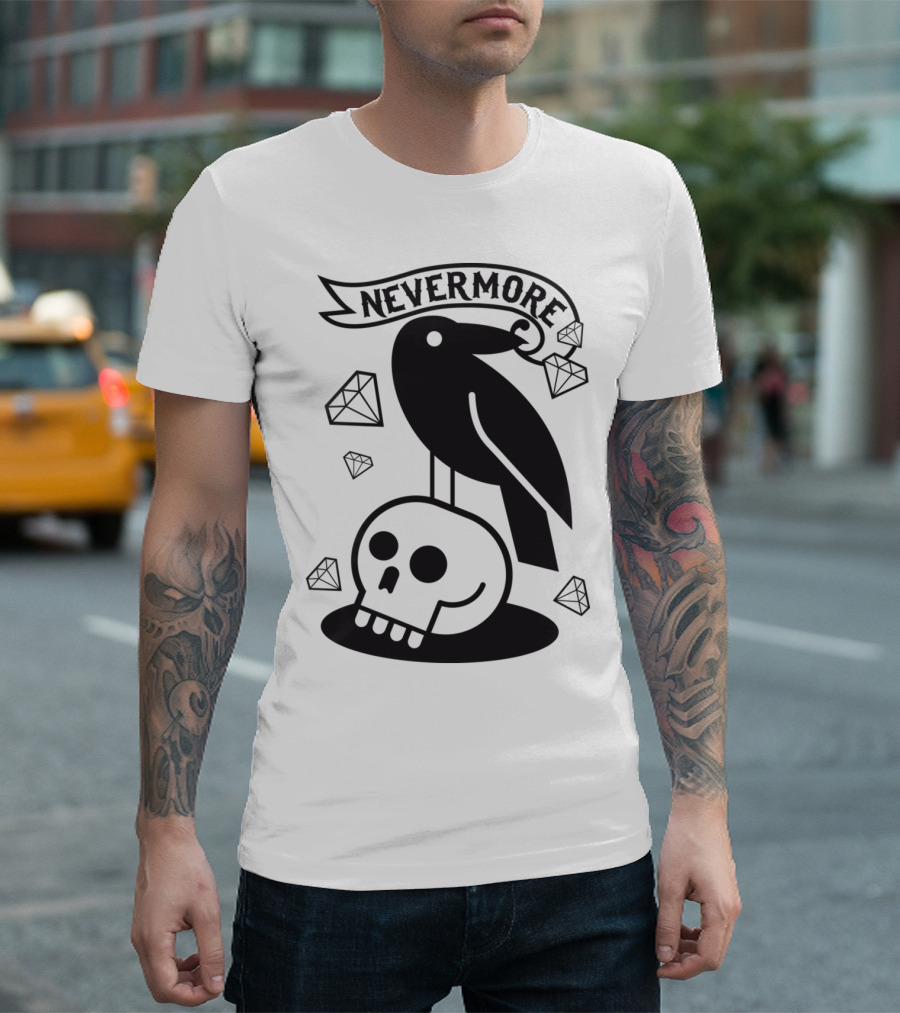 Nevermore Raven Skull with Diamonds T-Shirt