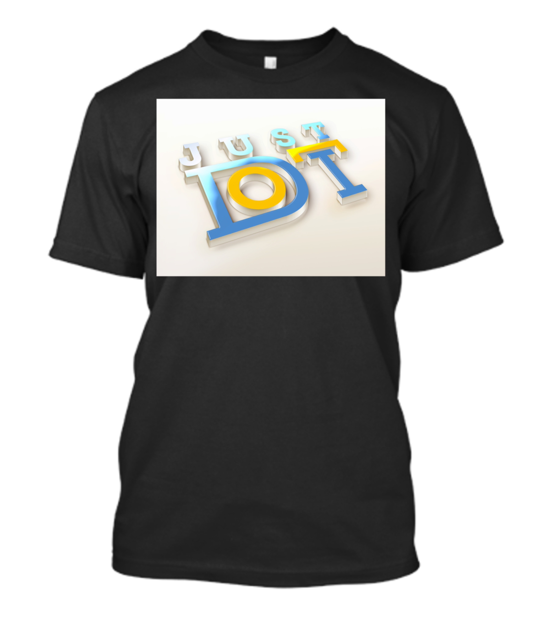 Just Do It 3D Text Blue And Yellow T-Shirt