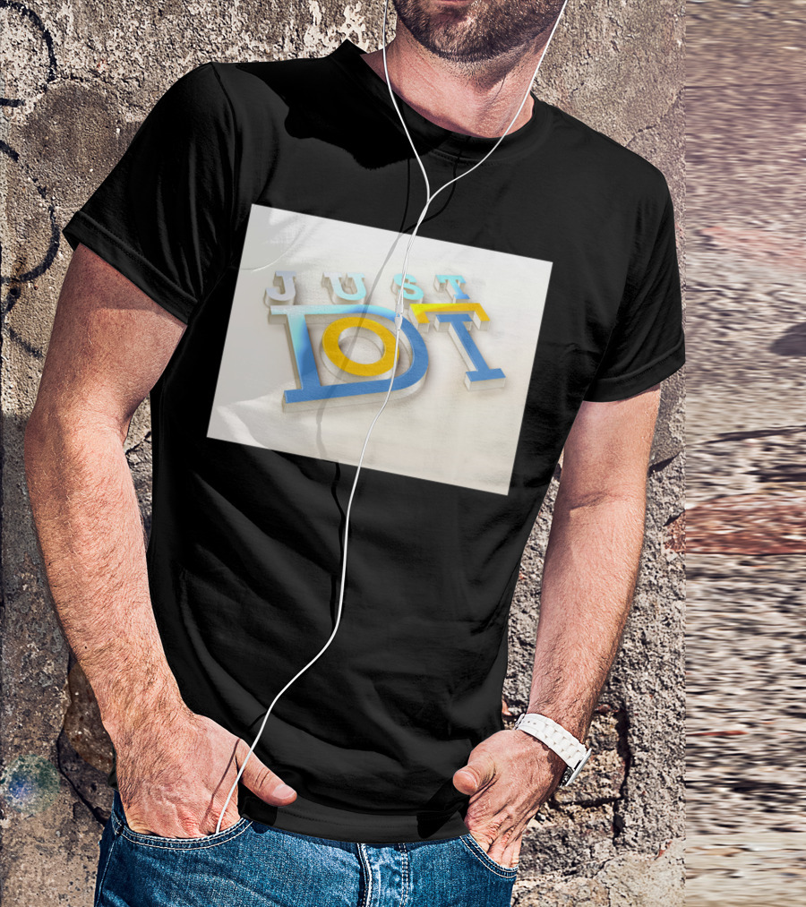 Just Do It 3D Text Blue And Yellow T-Shirt