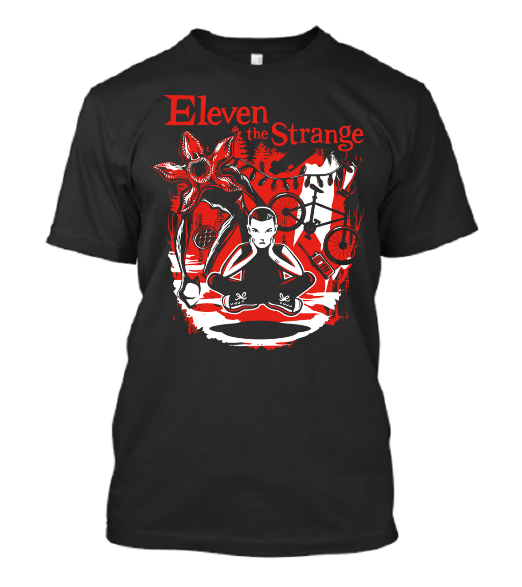 Eleven The Strange Demogorgon Bike Adventure With Christmas Lights And Baseball Bat T-Shirt