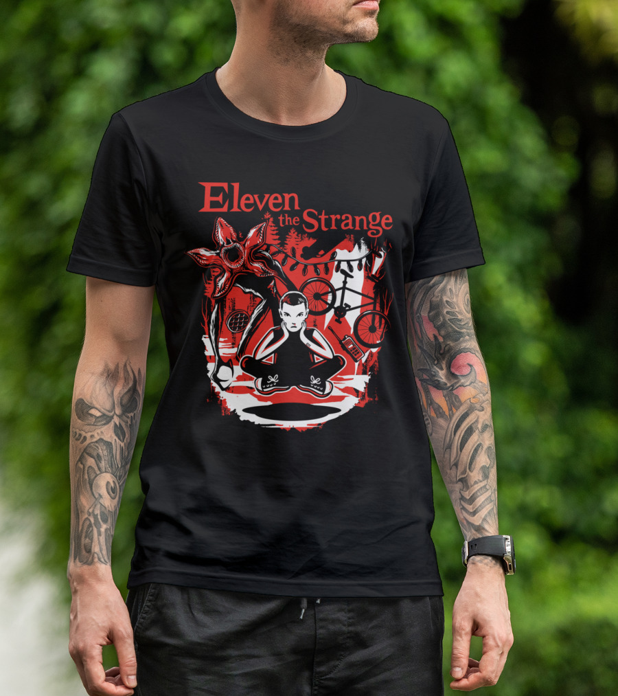 Eleven The Strange Demogorgon Bike Adventure With Christmas Lights And Baseball Bat T-Shirt