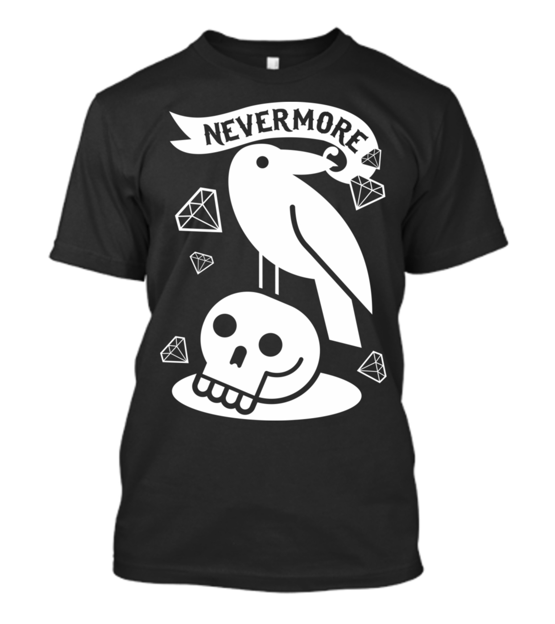 Nevermore Raven Skull Diamonds T-Shirt