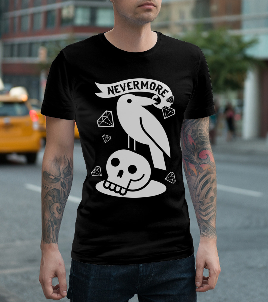 Nevermore Raven Skull Diamonds T-Shirt