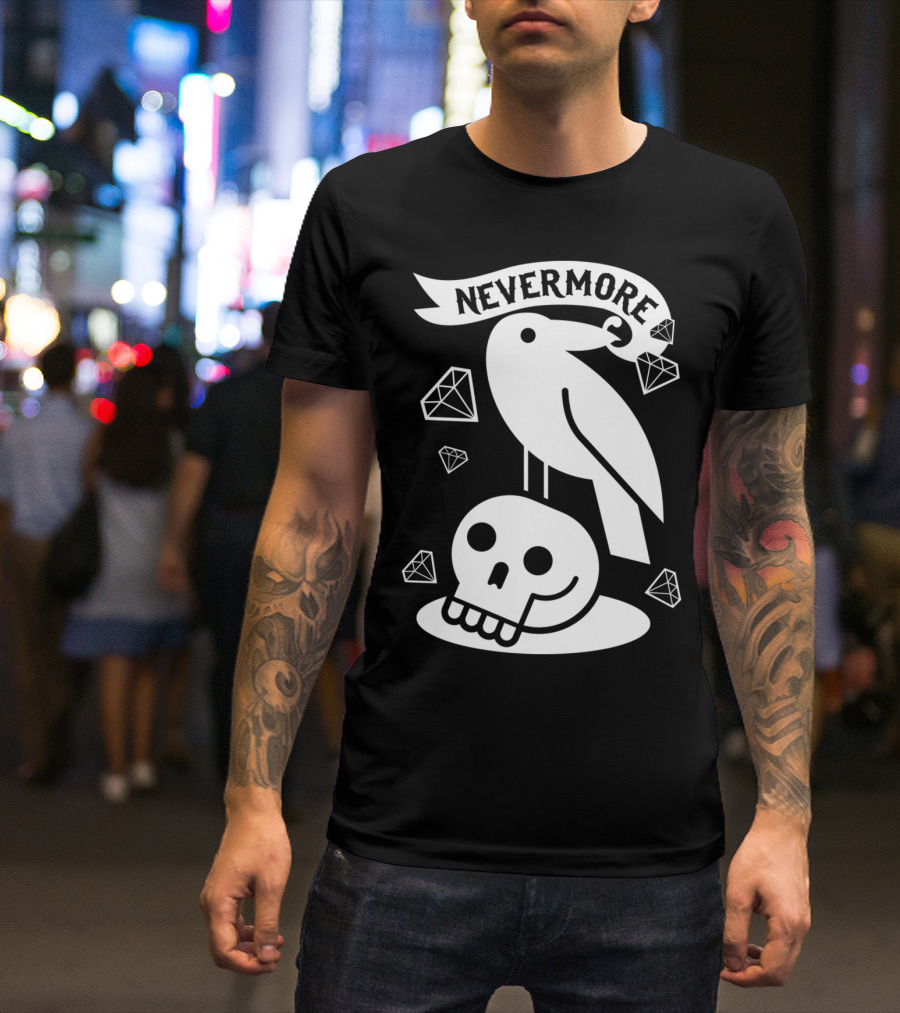 Nevermore Raven Skull Diamonds T-Shirt