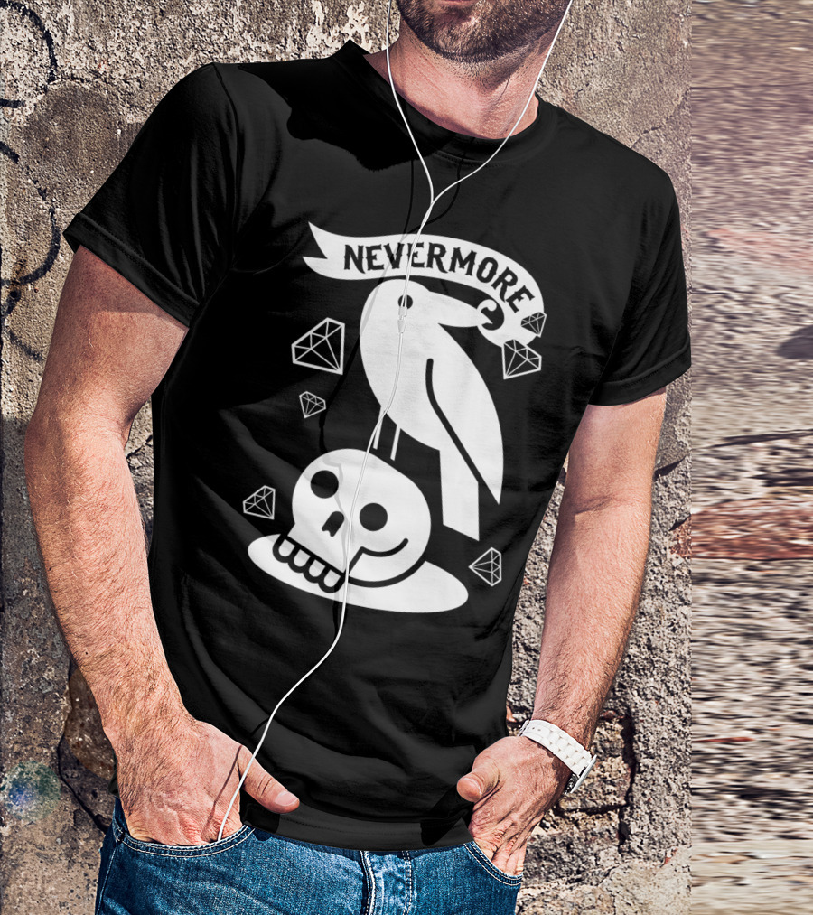 Nevermore Raven Skull Diamonds T-Shirt