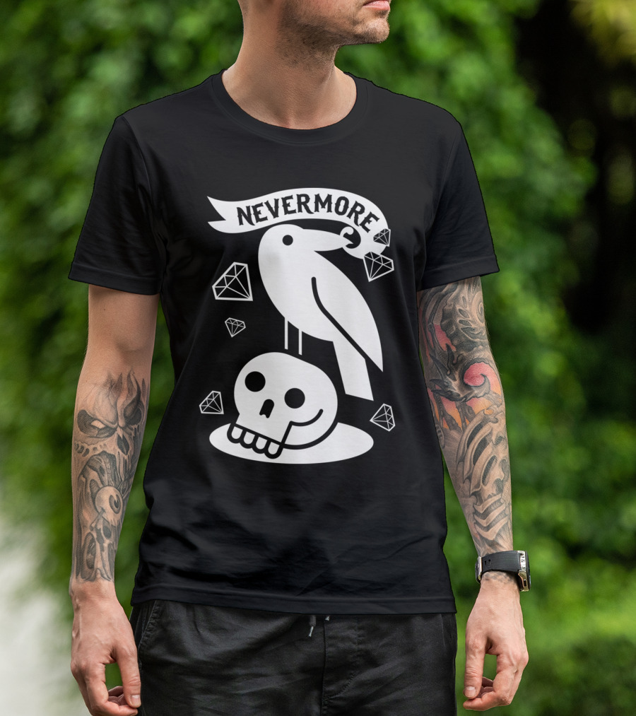 Nevermore Raven Skull Diamonds T-Shirt