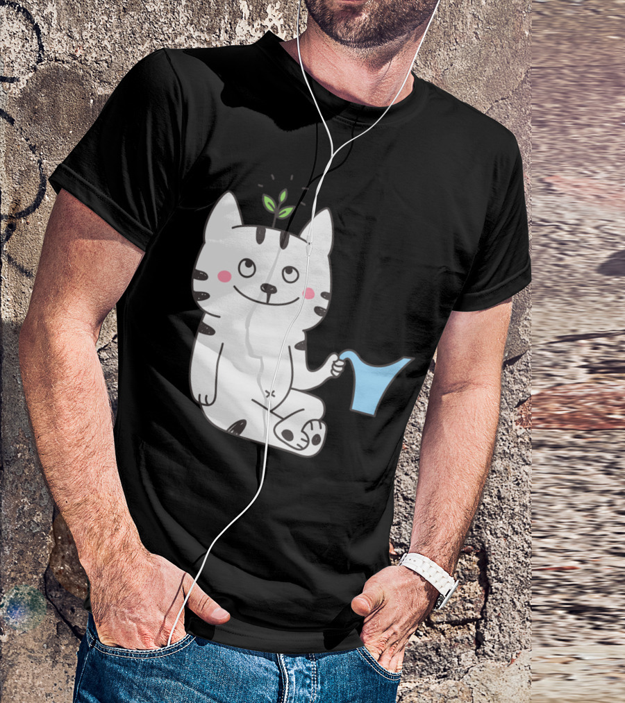 Just Grow It Cat With Sprout And Watering Can T-Shirt