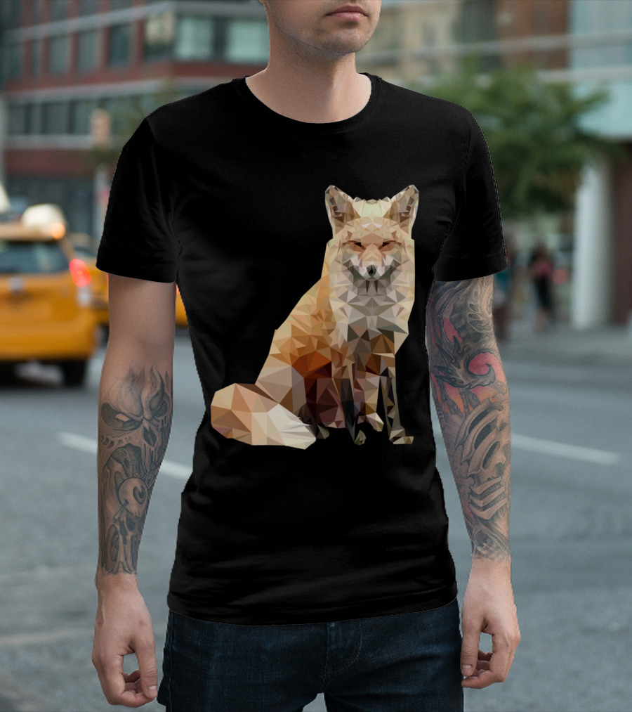 Cool Fox Poly Geometric Art Fox T-Shirt