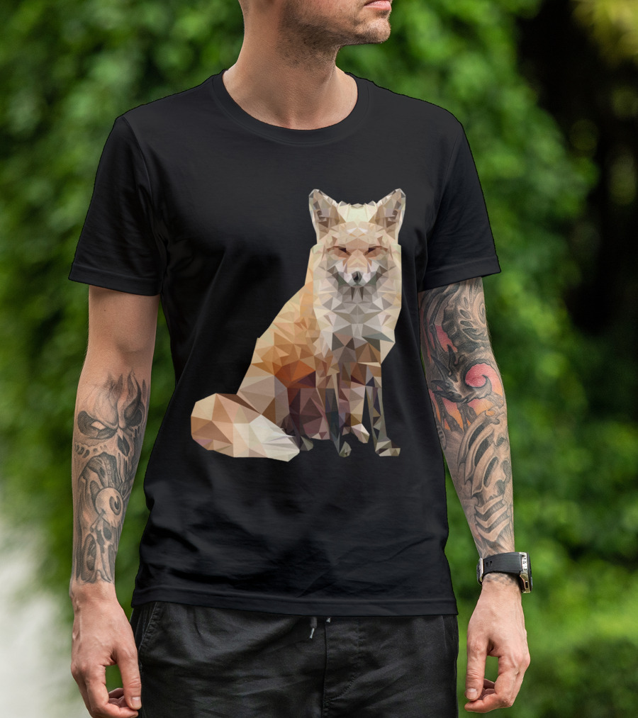 Cool Fox Poly Geometric Art Fox T-Shirt