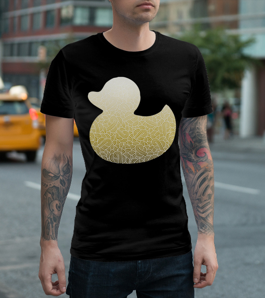 Ombre Yellow And White Zentangle Duck T-Shirt
