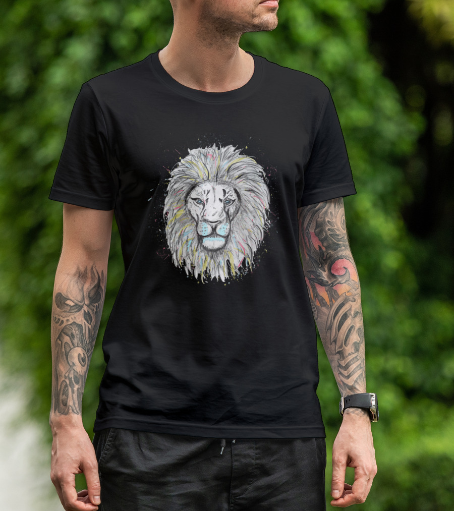 Cool Hand Drawn Sketch And Watercolor Lion T-Shirt