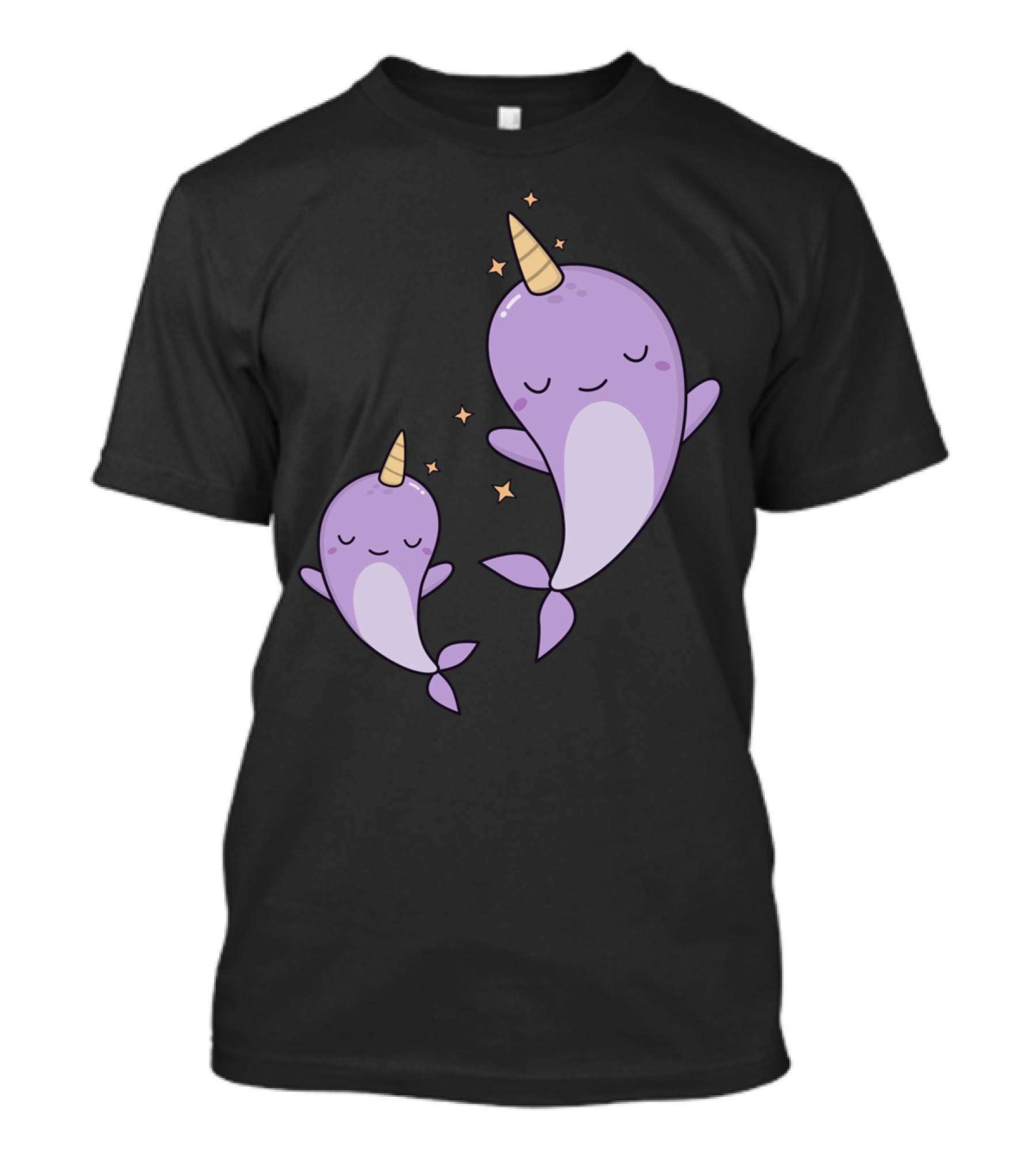Kawaii Cute Narwhals Dreaming With Stars In The Ocean T-Shirt