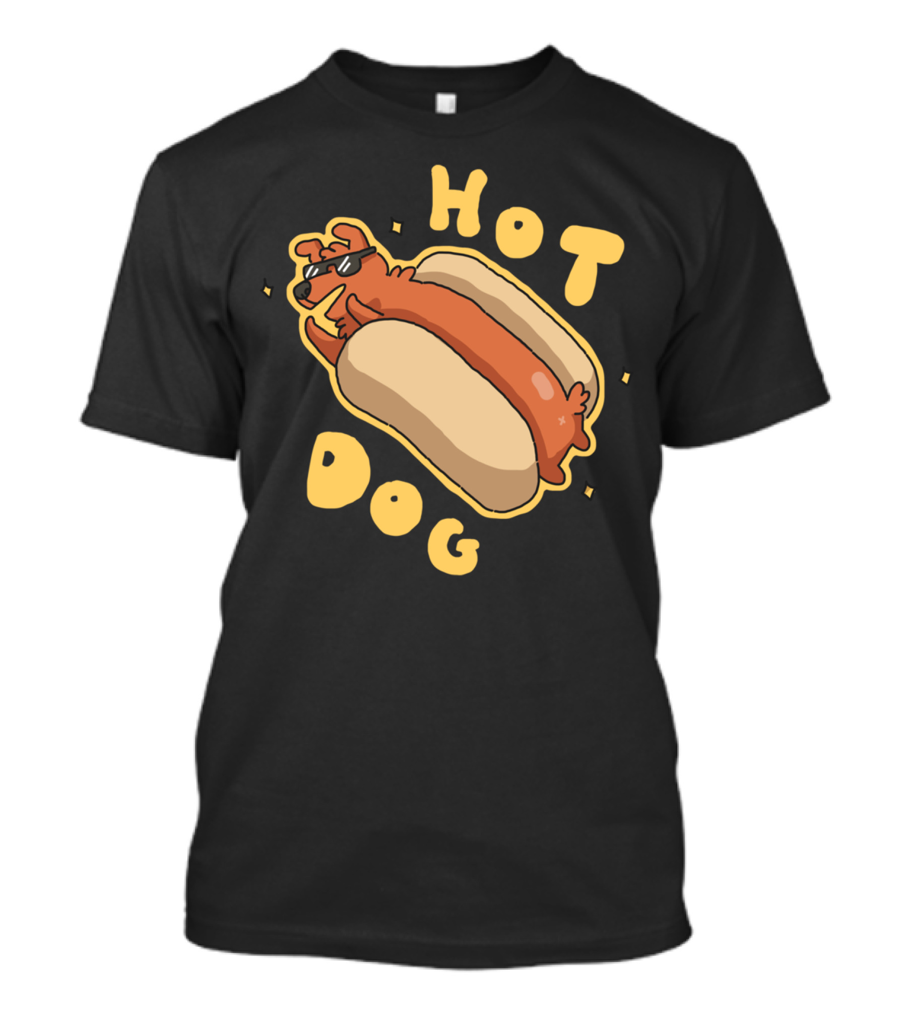 Hot Dog Sunglasses Posing Sausage Bun T-Shirt