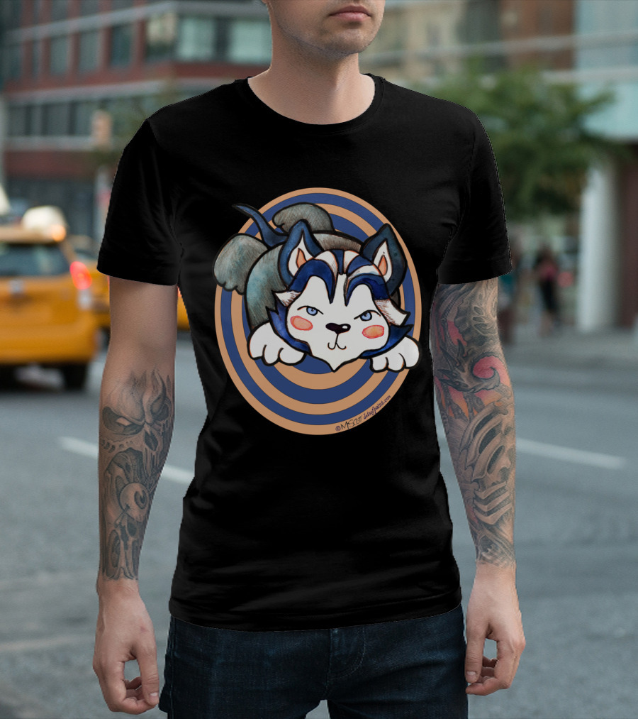 KAWAII Cute Siberian Husky Dog Cartoon by Dotsofpa T-Shirt