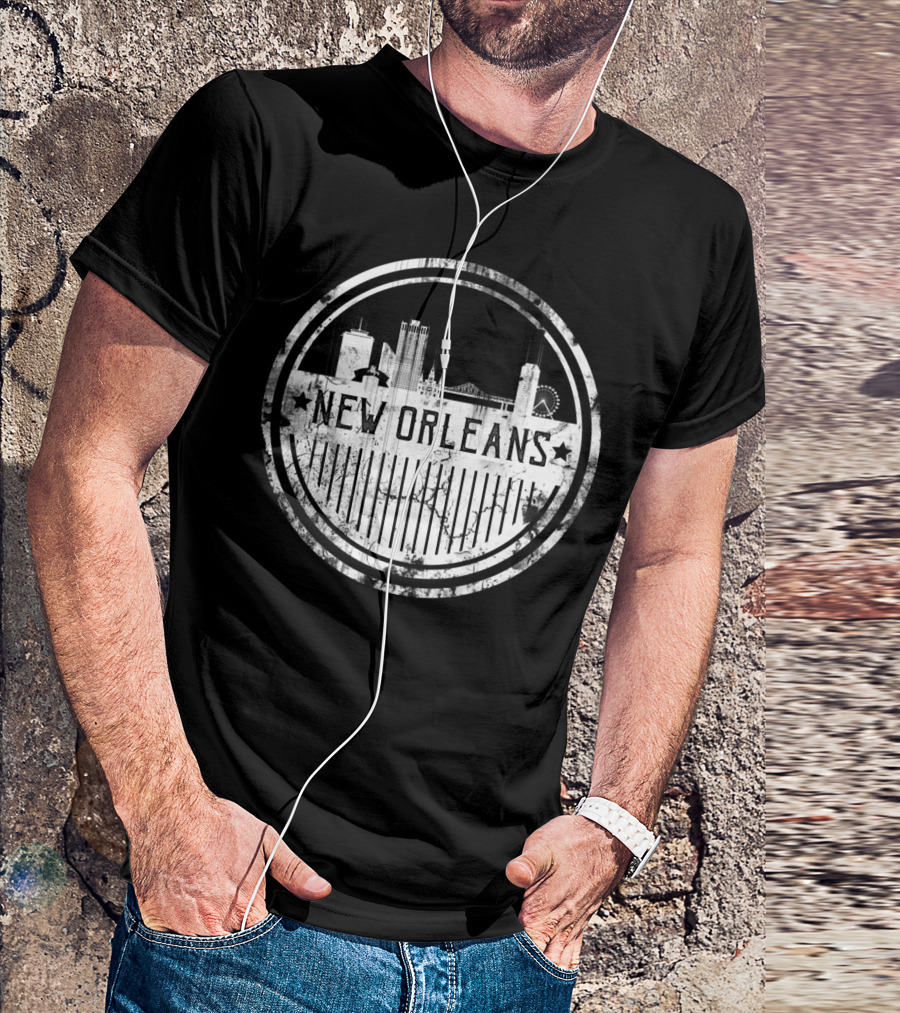 New Orleans Retro Cityscape Emblem T-Shirt