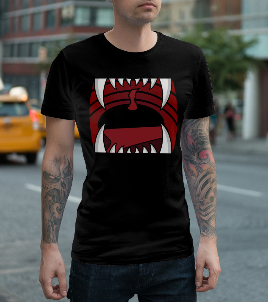 Monster Mouth Fangs Red And Black T-Shirt
