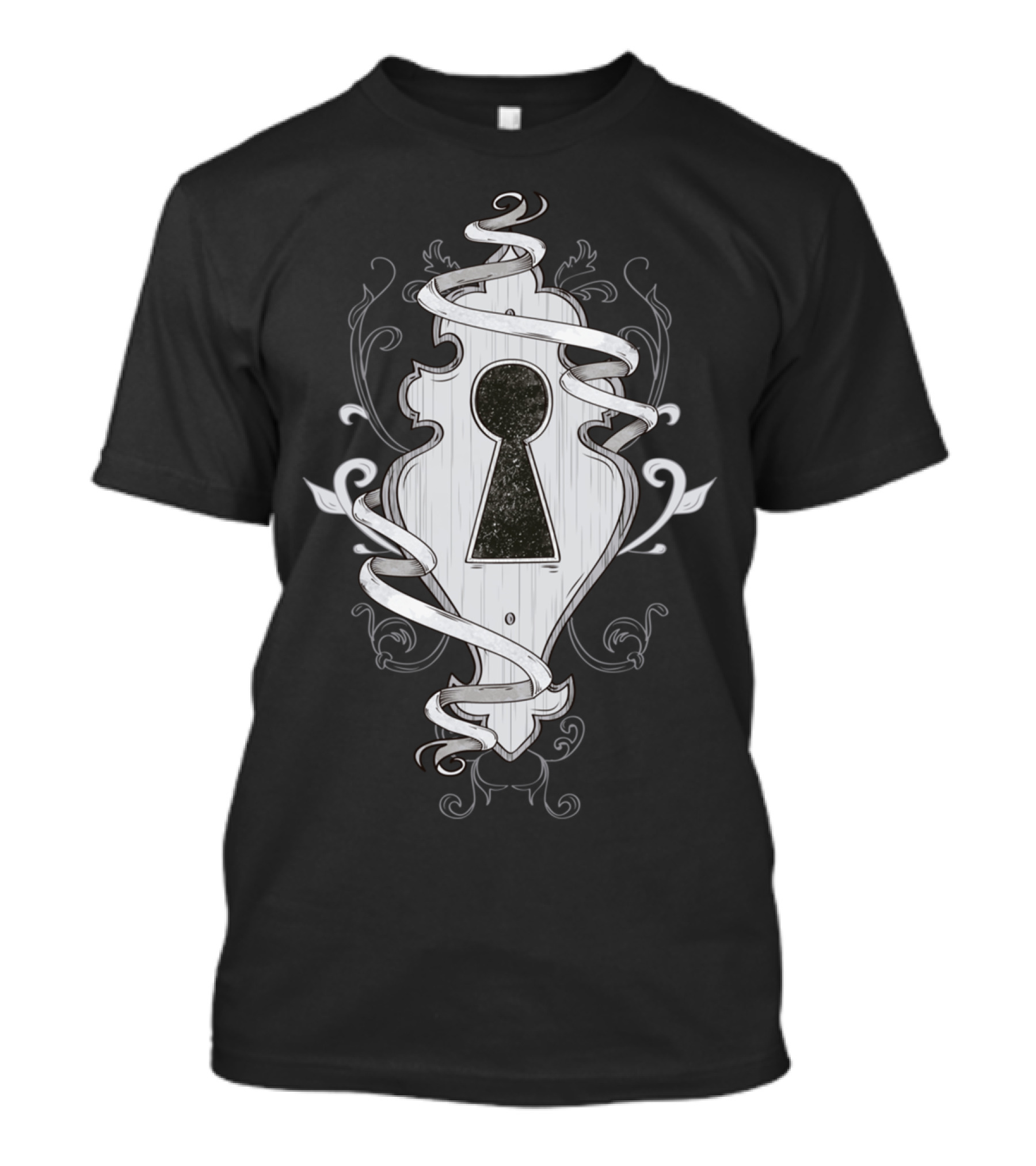The Universe Keyhole Vintage Ornament With Ribbon Swirls And Floral Accents T-Shirt
