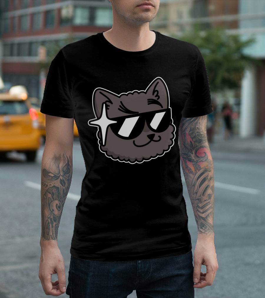 Fabtastic Zip Up Zip Cool Cat Sunglasses Star Shine T-Shirt