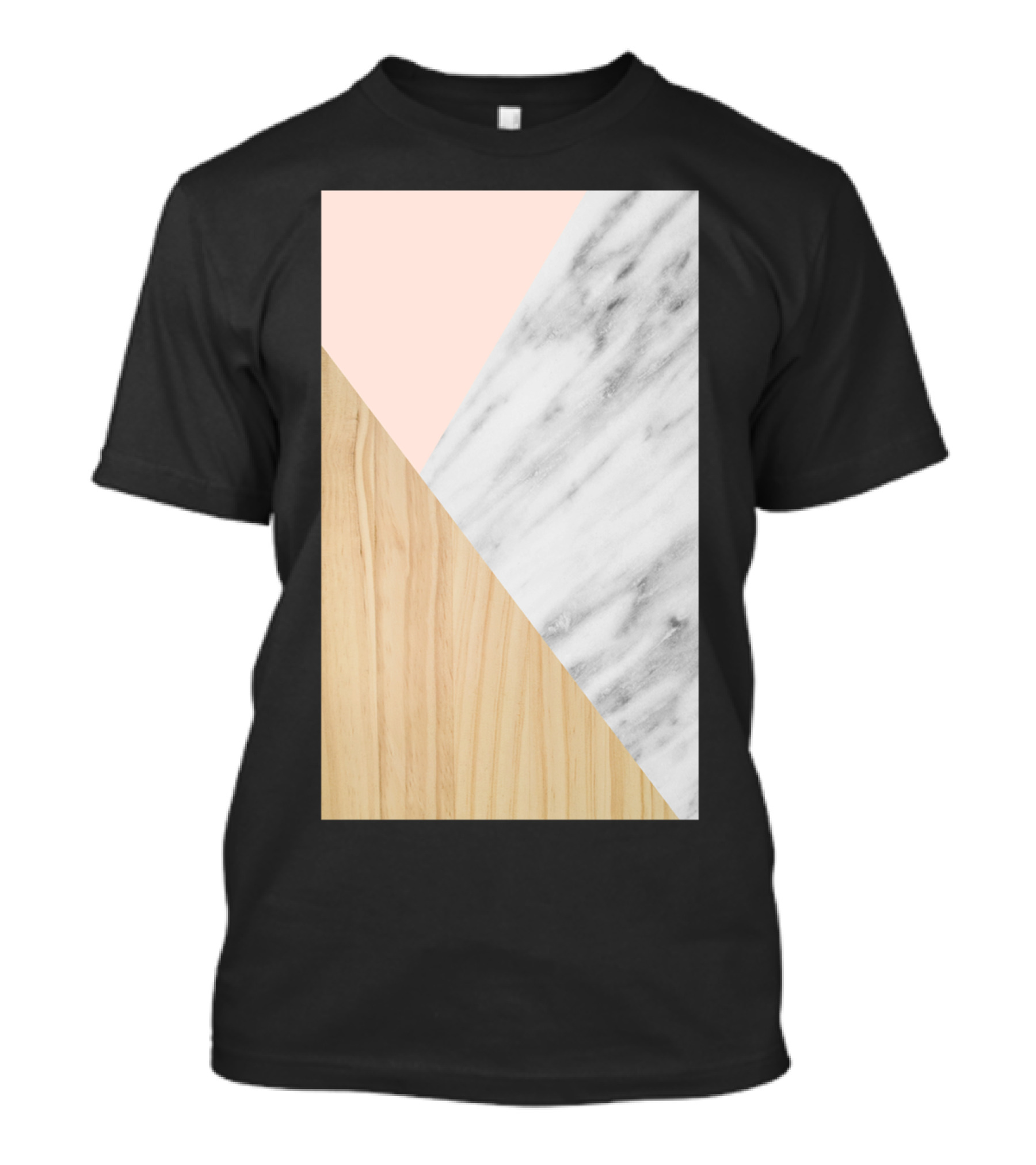 Light Wood Pink And Real Italian Marble Triangles T-Shirt
