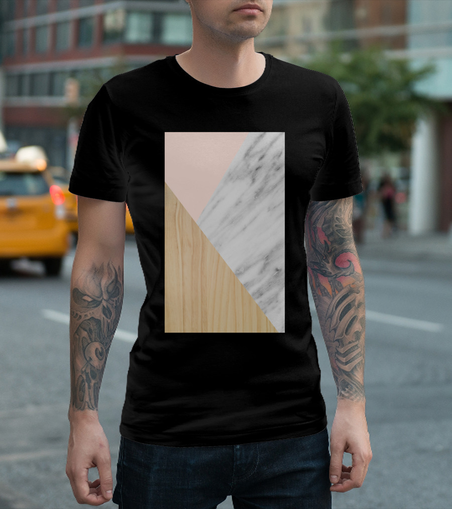 Light Wood Pink And Real Italian Marble Triangles T-Shirt