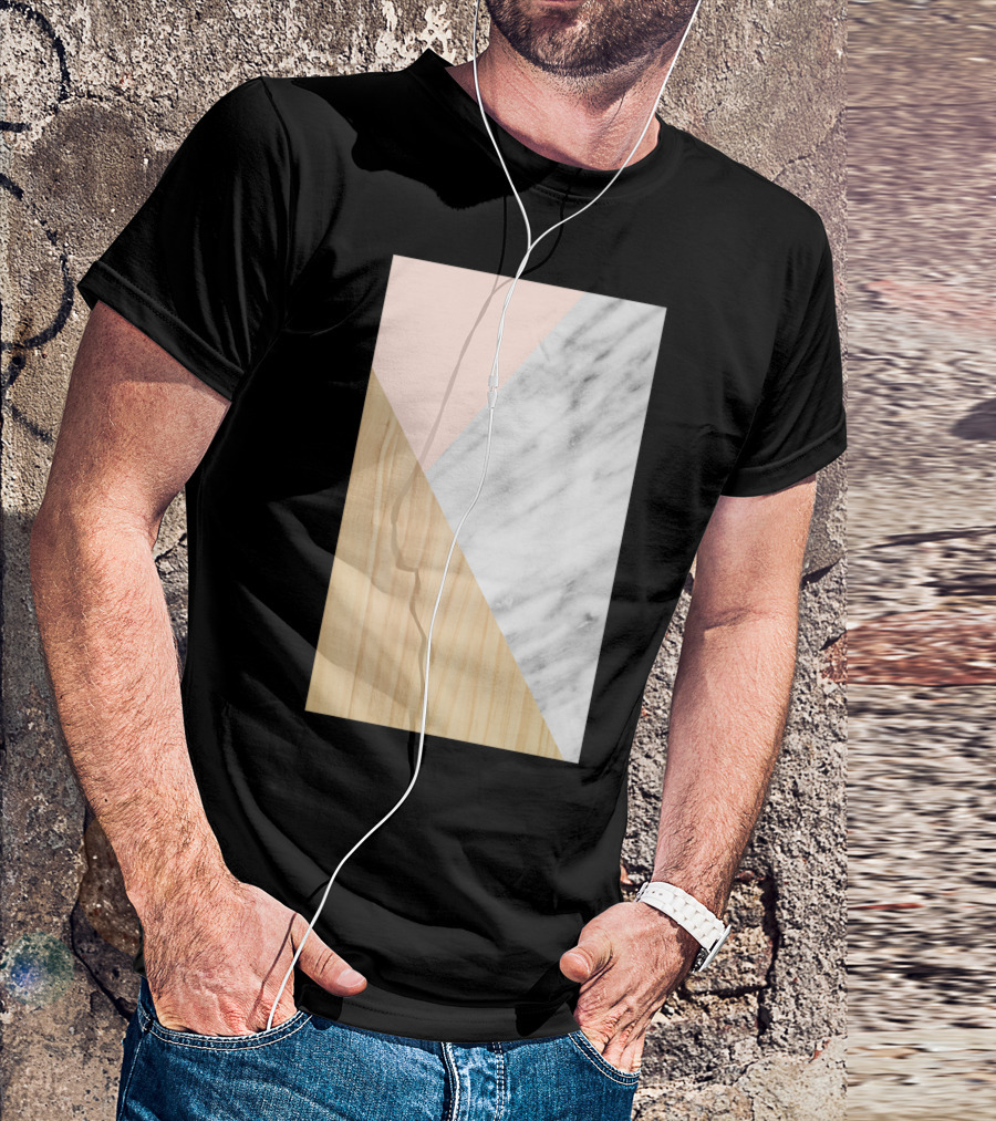 Light Wood Pink And Real Italian Marble Triangles T-Shirt