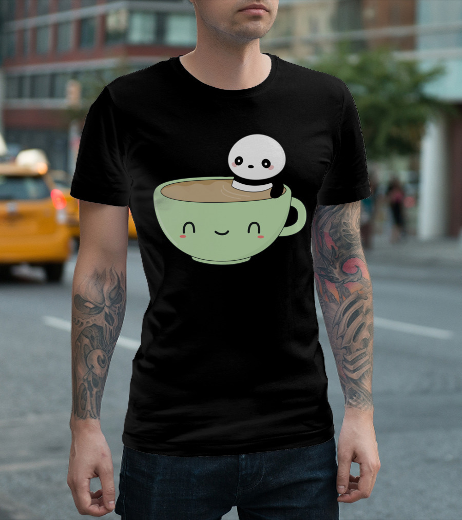 Kawaii Panda Bear In Happy Coffee Cup T-Shirt