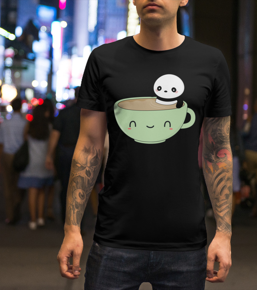 Kawaii Panda Bear In Happy Coffee Cup T-Shirt